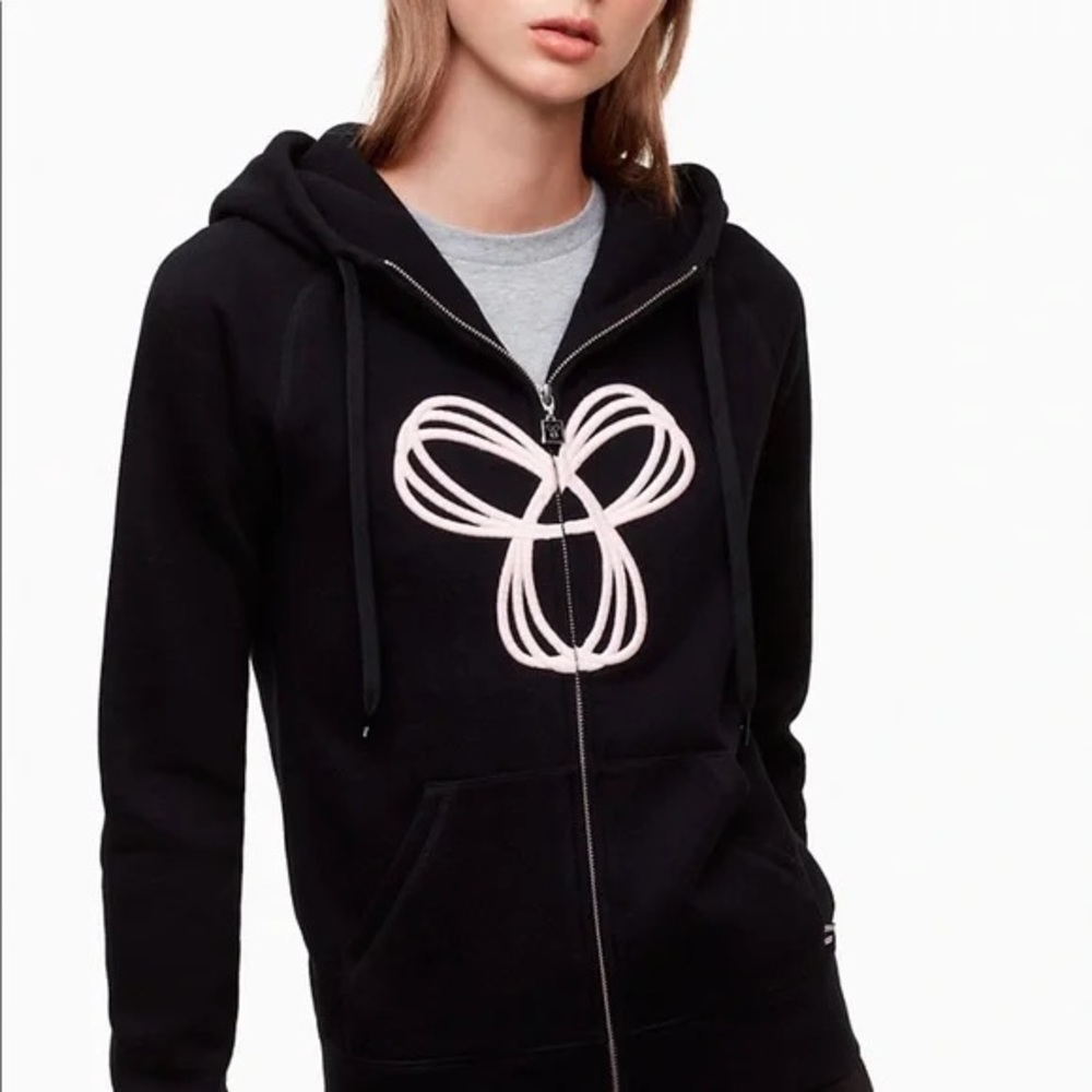 TNA Black and White Long Sleeve Zip-Up Hoodie